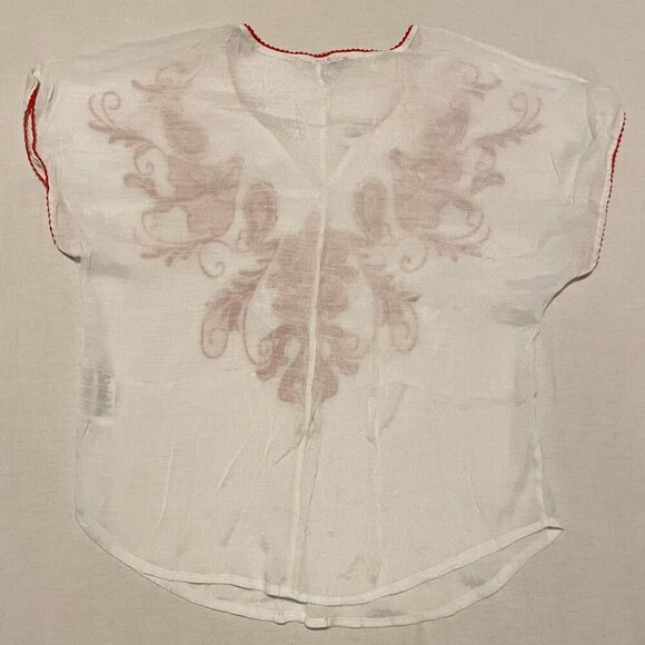 Forever 21 Embroidered Loose Fitting Semi Sheer Blouse Size Medium - Picture 9 of 15
